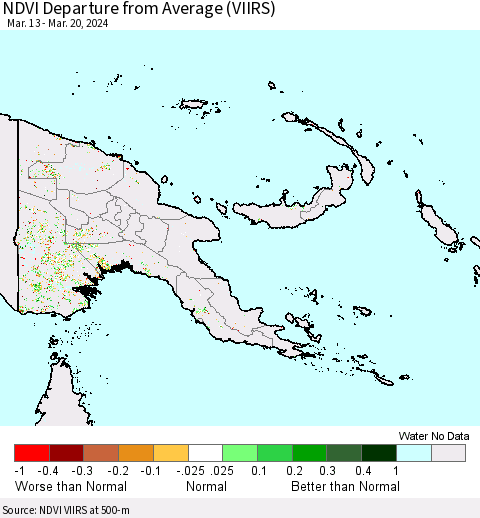 Papua New Guinea NDVI Departure from Average (VIIRS) Thematic Map For 3/13/2024 - 3/20/2024