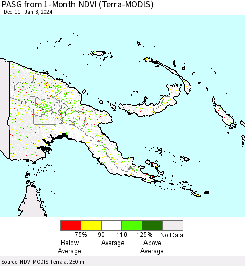 Papua New Guinea PASG from 1-Month NDVI (Terra-MODIS) Thematic Map For 1/1/2024 - 1/8/2024