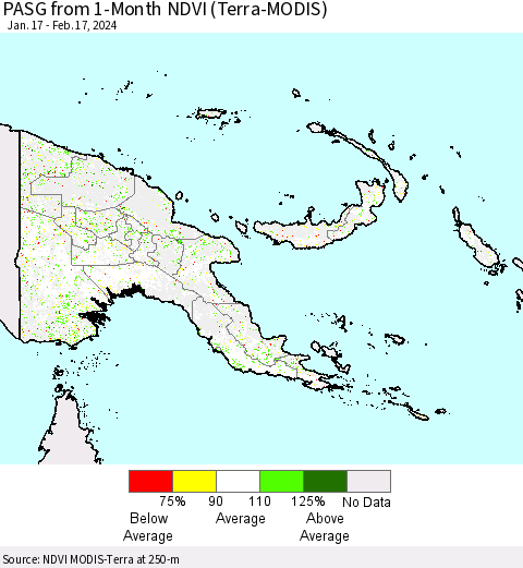Papua New Guinea PASG from 1-Month NDVI (Terra-MODIS) Thematic Map For 2/10/2024 - 2/17/2024