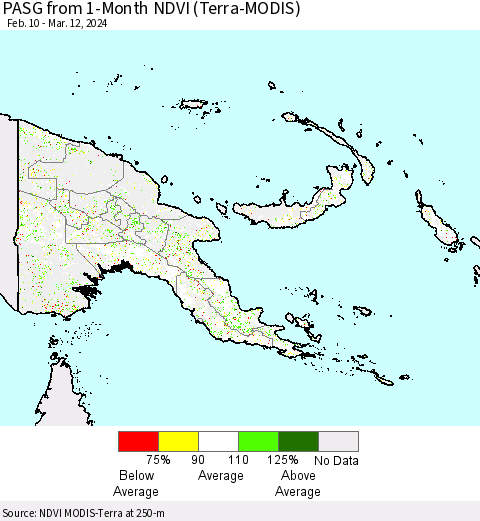 Papua New Guinea PASG from 1-Month NDVI (Terra-MODIS) Thematic Map For 3/5/2024 - 3/12/2024