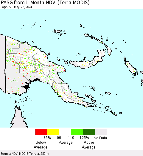 Papua New Guinea PASG from 1-Month NDVI (Terra-MODIS) Thematic Map For 5/16/2024 - 5/23/2024
