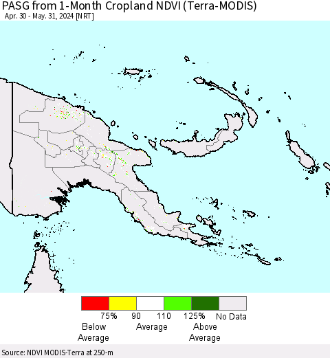 Papua New Guinea PASG from 1-Month Cropland NDVI (Terra-MODIS) Thematic Map For 5/24/2024 - 5/31/2024