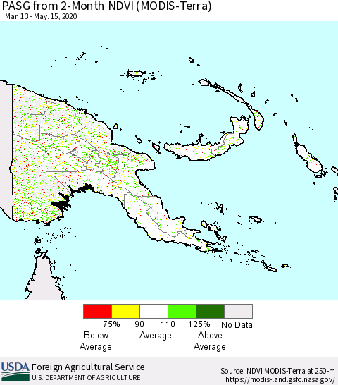 Papua New Guinea PASG from 2-Month NDVI (Terra-MODIS) Thematic Map For 5/11/2020 - 5/20/2020