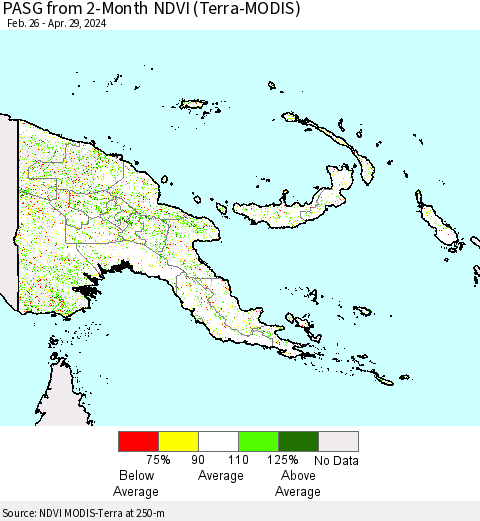 Papua New Guinea PASG from 2-Month NDVI (Terra-MODIS) Thematic Map For 4/22/2024 - 4/29/2024