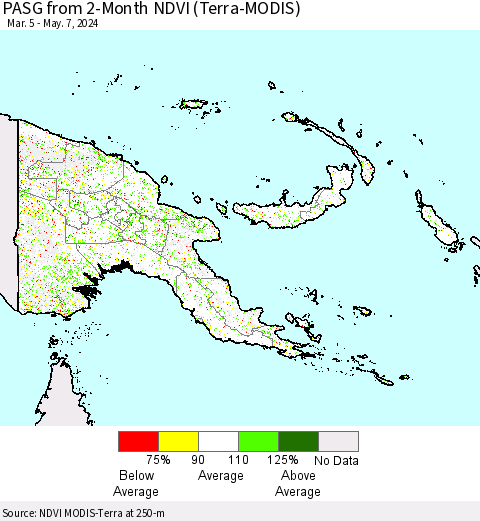 Papua New Guinea PASG from 2-Month NDVI (Terra-MODIS) Thematic Map For 4/30/2024 - 5/7/2024