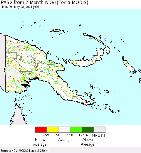 Papua New Guinea PASG from 2-Month NDVI (Terra-MODIS) Thematic Map For 5/24/2024 - 5/31/2024