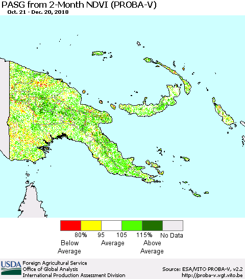 Papua New Guinea PASG from 2-Month NDVI (PROBA-V) Thematic Map For 12/11/2018 - 12/20/2018