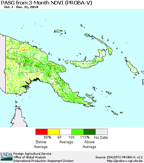 Papua New Guinea PASG from 3-Month NDVI (PROBA-V) Thematic Map For 12/21/2018 - 12/31/2018