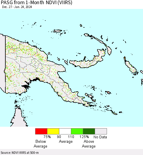 Papua New Guinea PASG from 1-Month NDVI (VIIRS) Thematic Map For 1/17/2024 - 1/24/2024