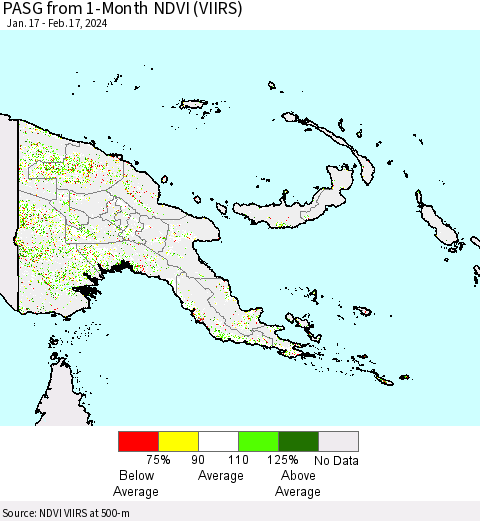 Papua New Guinea PASG from 1-Month NDVI (VIIRS) Thematic Map For 2/10/2024 - 2/17/2024