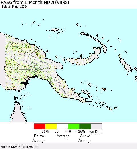 Papua New Guinea PASG from 1-Month NDVI (VIIRS) Thematic Map For 2/26/2024 - 3/4/2024