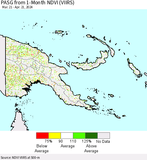 Papua New Guinea PASG from 1-Month NDVI (VIIRS) Thematic Map For 4/14/2024 - 4/21/2024