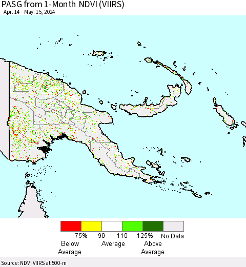 Papua New Guinea PASG from 1-Month NDVI (VIIRS) Thematic Map For 5/8/2024 - 5/15/2024