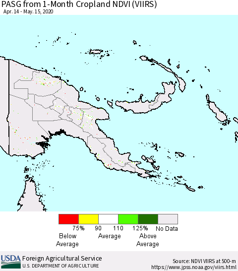 Papua New Guinea PASG from 1-Month Cropland NDVI (VIIRS) Thematic Map For 5/11/2020 - 5/20/2020
