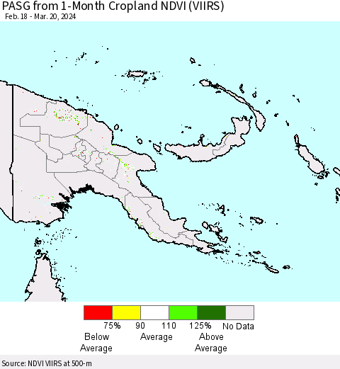 Papua New Guinea PASG from 1-Month Cropland NDVI (VIIRS) Thematic Map For 3/13/2024 - 3/20/2024