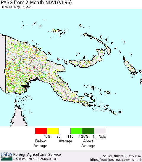 Papua New Guinea PASG from 2-Month NDVI (VIIRS) Thematic Map For 5/11/2020 - 5/20/2020