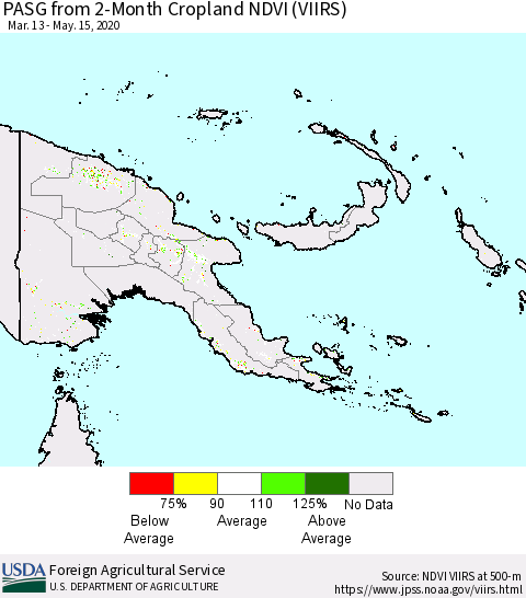 Papua New Guinea PASG from 2-Month Cropland NDVI (VIIRS) Thematic Map For 5/11/2020 - 5/20/2020