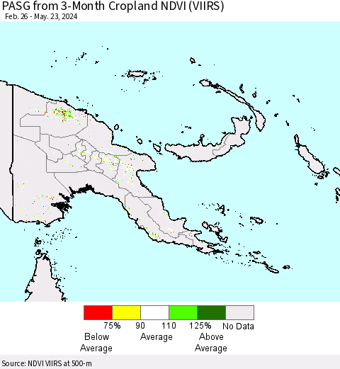 Papua New Guinea PASG from 3-Month Cropland NDVI (VIIRS) Thematic Map For 5/16/2024 - 5/23/2024