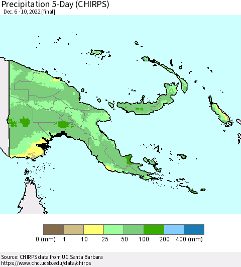 Papua New Guinea Precipitation 5-Day (CHIRPS) Thematic Map For 12/6/2022 - 12/10/2022