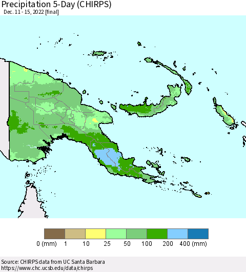 Papua New Guinea Precipitation 5-Day (CHIRPS) Thematic Map For 12/11/2022 - 12/15/2022