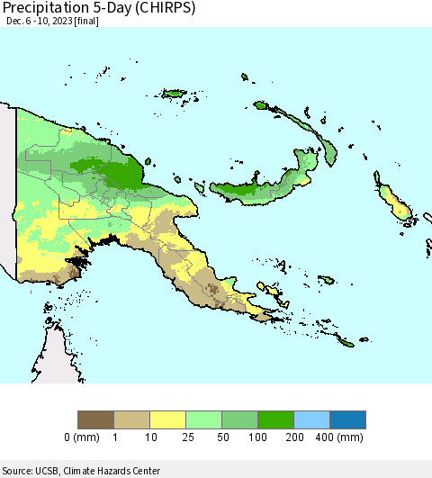 Papua New Guinea Precipitation 5-Day (CHIRPS) Thematic Map For 12/6/2023 - 12/10/2023