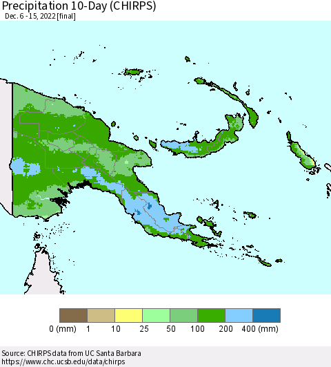 Papua New Guinea Precipitation 10-Day (CHIRPS) Thematic Map For 12/6/2022 - 12/15/2022