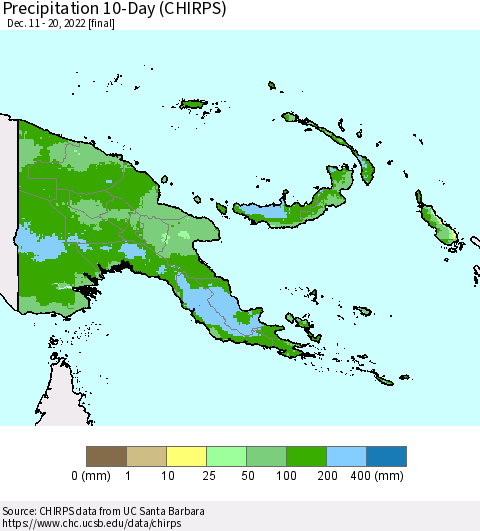 Papua New Guinea Precipitation 10-Day (CHIRPS) Thematic Map For 12/11/2022 - 12/20/2022