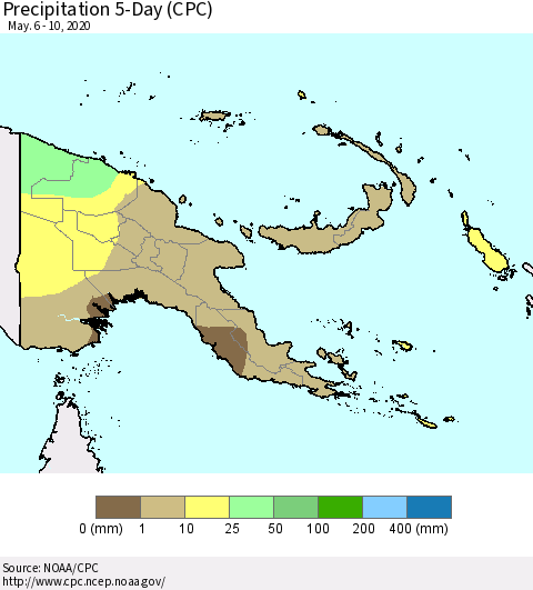 Papua New Guinea Precipitation 5-Day (CPC) Thematic Map For 5/6/2020 - 5/10/2020