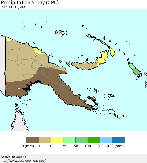 Papua New Guinea Precipitation 5-Day (CPC) Thematic Map For 9/11/2020 - 9/15/2020