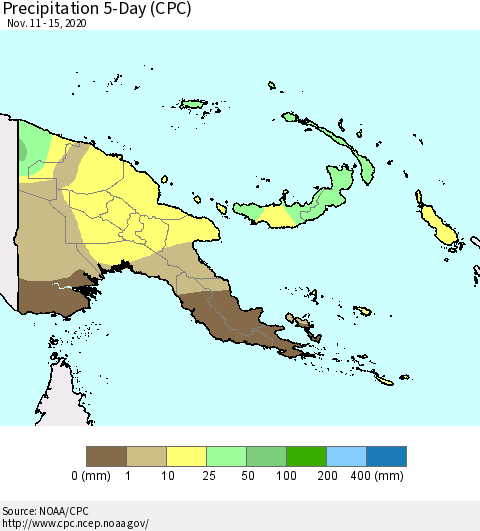 Papua New Guinea Precipitation 5-Day (CPC) Thematic Map For 11/11/2020 - 11/15/2020