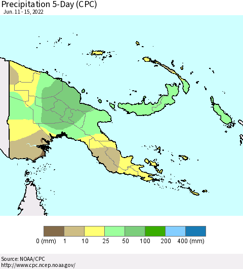 Papua New Guinea Precipitation 5-Day (CPC) Thematic Map For 6/11/2022 - 6/15/2022