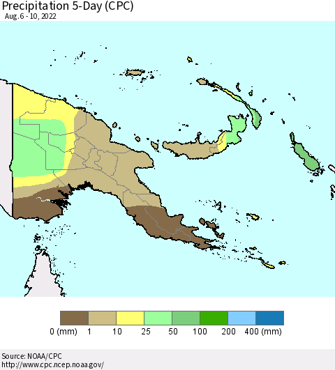 Papua New Guinea Precipitation 5-Day (CPC) Thematic Map For 8/6/2022 - 8/10/2022