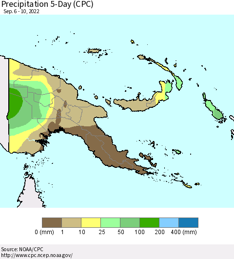 Papua New Guinea Precipitation 5-Day (CPC) Thematic Map For 9/6/2022 - 9/10/2022