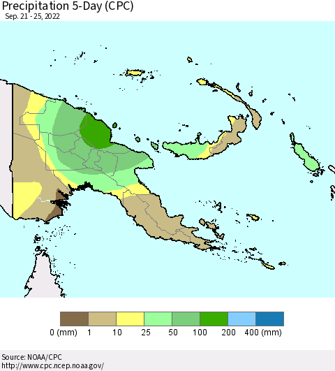 Papua New Guinea Precipitation 5-Day (CPC) Thematic Map For 9/21/2022 - 9/25/2022