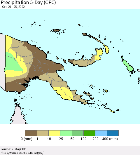 Papua New Guinea Precipitation 5-Day (CPC) Thematic Map For 10/21/2022 - 10/25/2022