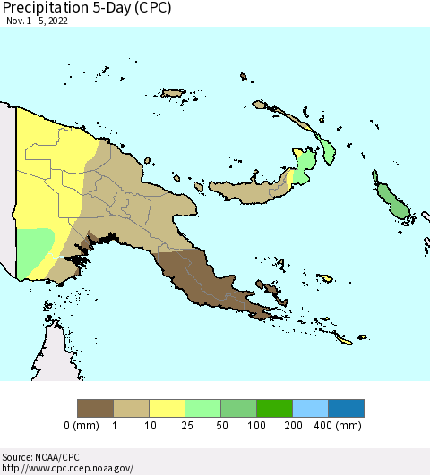 Papua New Guinea Precipitation 5-Day (CPC) Thematic Map For 11/1/2022 - 11/5/2022