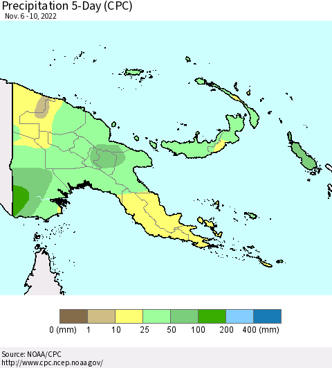 Papua New Guinea Precipitation 5-Day (CPC) Thematic Map For 11/6/2022 - 11/10/2022