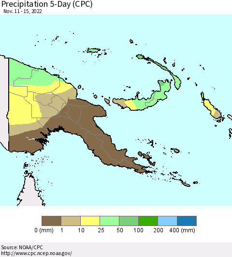 Papua New Guinea Precipitation 5-Day (CPC) Thematic Map For 11/11/2022 - 11/15/2022