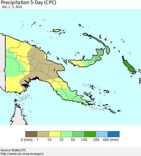 Papua New Guinea Precipitation 5-Day (CPC) Thematic Map For 12/1/2022 - 12/5/2022