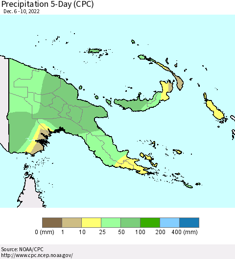 Papua New Guinea Precipitation 5-Day (CPC) Thematic Map For 12/6/2022 - 12/10/2022