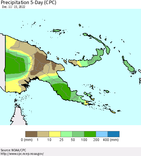 Papua New Guinea Precipitation 5-Day (CPC) Thematic Map For 12/11/2022 - 12/15/2022