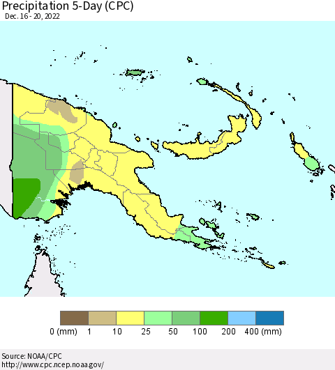 Papua New Guinea Precipitation 5-Day (CPC) Thematic Map For 12/16/2022 - 12/20/2022