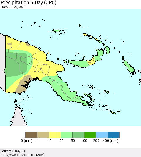 Papua New Guinea Precipitation 5-Day (CPC) Thematic Map For 12/21/2022 - 12/25/2022