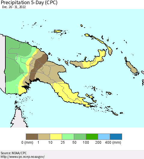 Papua New Guinea Precipitation 5-Day (CPC) Thematic Map For 12/26/2022 - 12/31/2022