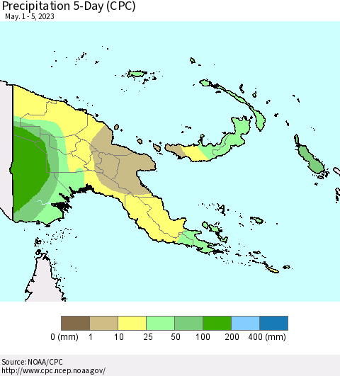 Papua New Guinea Precipitation 5-Day (CPC) Thematic Map For 5/1/2023 - 5/5/2023