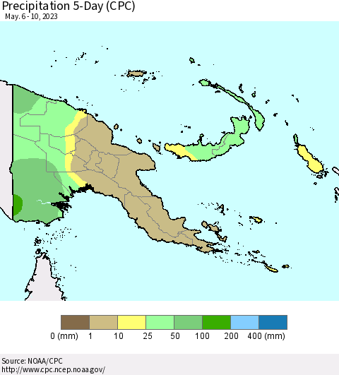 Papua New Guinea Precipitation 5-Day (CPC) Thematic Map For 5/6/2023 - 5/10/2023