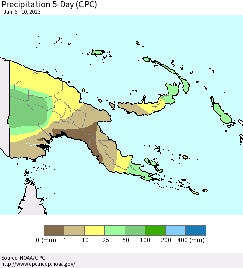 Papua New Guinea Precipitation 5-Day (CPC) Thematic Map For 6/6/2023 - 6/10/2023