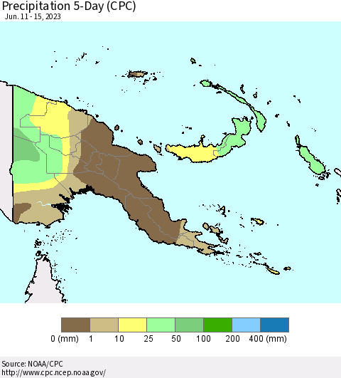 Papua New Guinea Precipitation 5-Day (CPC) Thematic Map For 6/11/2023 - 6/15/2023