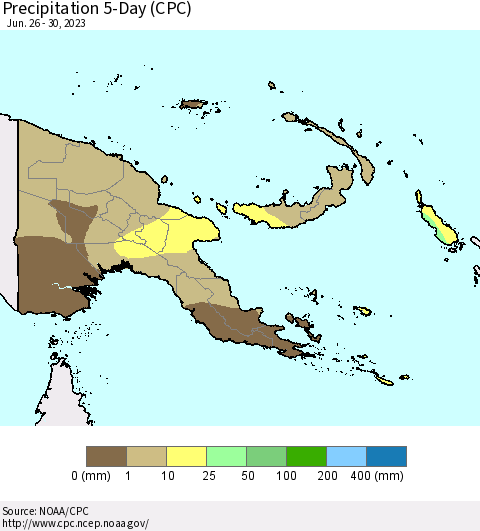 Papua New Guinea Precipitation 5-Day (CPC) Thematic Map For 6/26/2023 - 6/30/2023