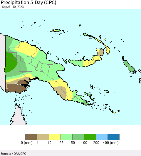 Papua New Guinea Precipitation 5-Day (CPC) Thematic Map For 9/6/2023 - 9/10/2023